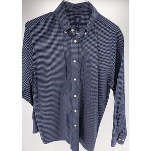 GAP Navy Blue/White Check/Plaid Button Up Shirt Mens Size M